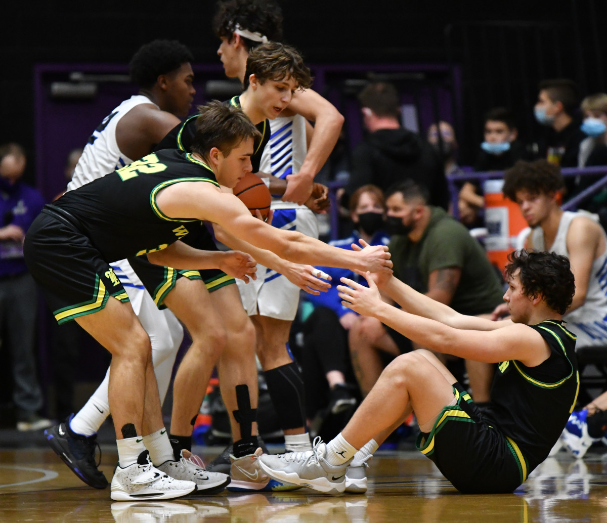 West Linn South Medford boys basketball Taylor Balkom 46